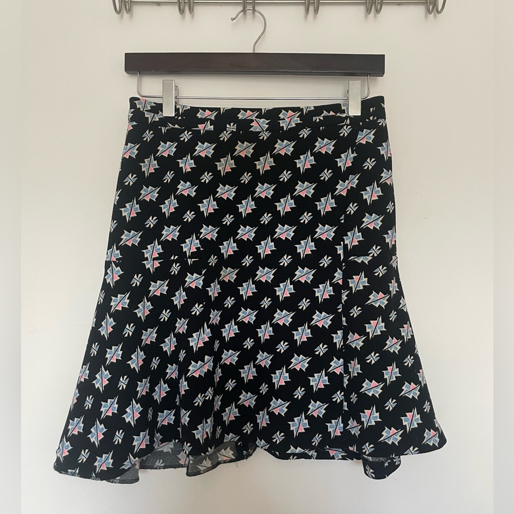 Sandro Black Skirt with Colorful Star Pattern